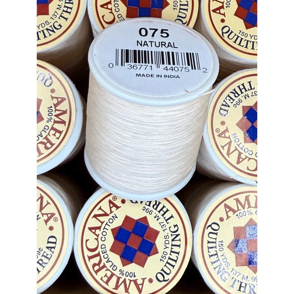 Lot of 10 - Americana 100%‎ GLACED COTTON  Quilting Thread - 075 NATURAL -New